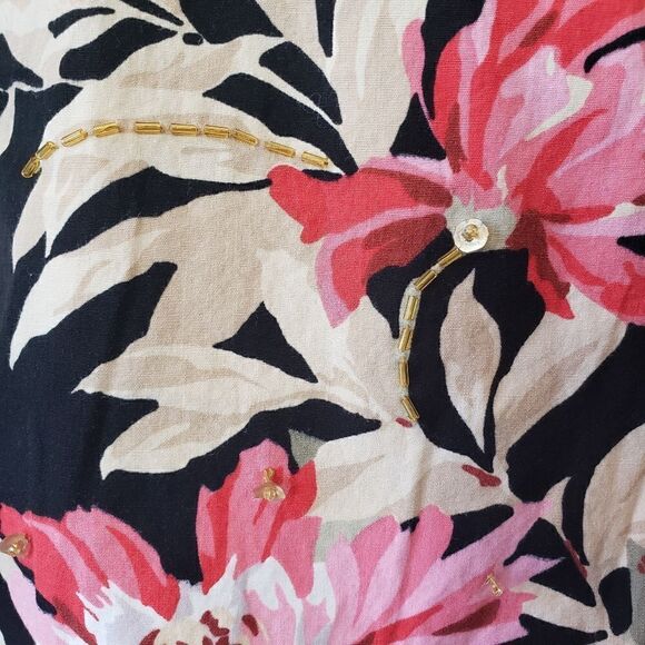 VICTORIA JONES Sequin Embellished Floral Button-down Shirt Vintage - Picture 2 of 6